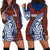 Indigenous Regions of Panama Guna de Wargandí Hoodie Dress with Tribal Pattern and Blue White Nature and People - Wonder Print Shop