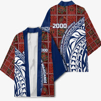 Indigenous Regions of Panama Guna de Wargandí Kimono with Tribal Pattern and Blue White Nature and People - Wonder Print Shop