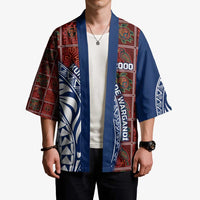 Indigenous Regions of Panama Guna de Wargandí Kimono with Tribal Pattern and Blue White Nature and People - Wonder Print Shop