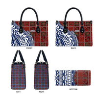 Indigenous Regions of Panama Guna de Wargandí Leather Bag with Tribal Pattern and Blue White Nature and People - Wonder Print Shop