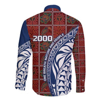 Indigenous Regions of Panama Guna de Wargandí Long Sleeve Button Shirt with Tribal Pattern and Blue White Nature and People - Wonder Print Shop