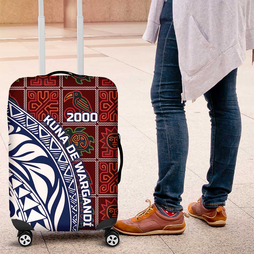 Indigenous Regions of Panama Guna de Wargandí Luggage Cover with Tribal Pattern and Blue White Nature and People - Wonder Print Shop