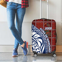 Indigenous Regions of Panama Guna de Wargandí Luggage Cover with Tribal Pattern and Blue White Nature and People - Wonder Print Shop