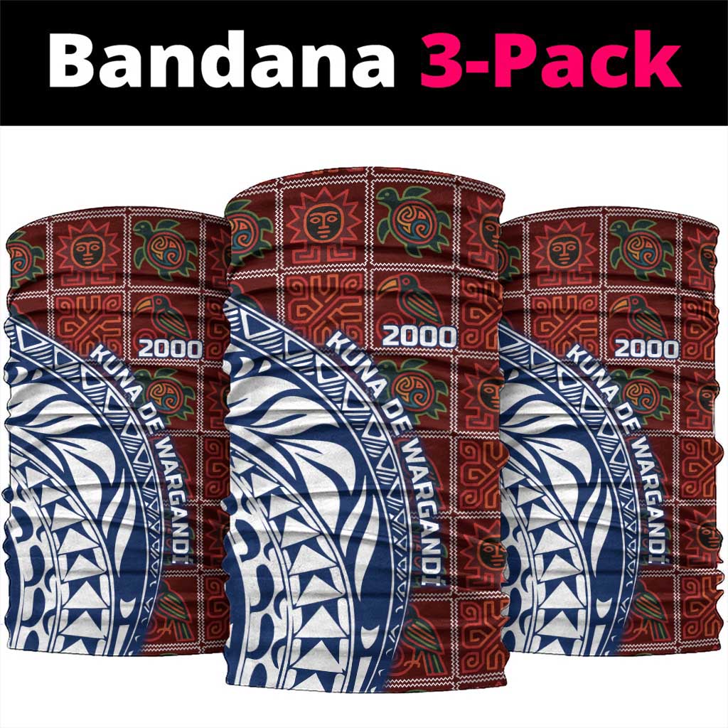 Indigenous Regions of Panama Guna de Wargandí Neck Gaiter with Tribal Pattern and Blue White Nature and People - Wonder Print Shop