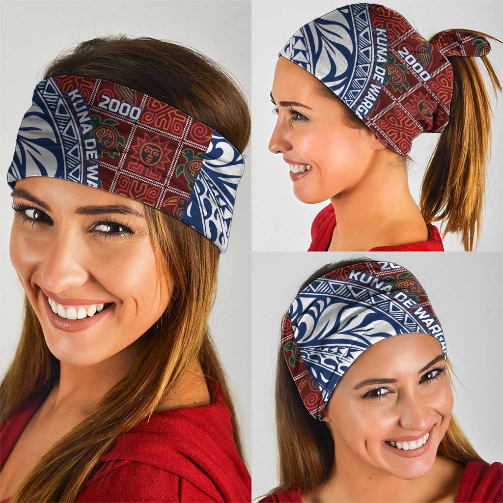 Indigenous Regions of Panama Guna de Wargandí Neck Gaiter with Tribal Pattern and Blue White Nature and People - Wonder Print Shop
