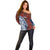Indigenous Regions of Panama Guna de Wargandí Off Shoulder Sweater with Tribal Pattern and Blue White Nature and People - Wonder Print Shop