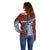 Indigenous Regions of Panama Guna de Wargandí Off Shoulder Sweater with Tribal Pattern and Blue White Nature and People - Wonder Print Shop