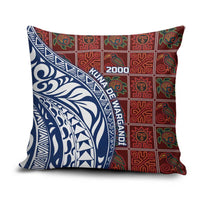 Indigenous Regions of Panama Guna de Wargandí Pillow Cover with Tribal Pattern and Blue White Nature and People - Wonder Print Shop