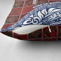 Indigenous Regions of Panama Guna de Wargandí Pillow Cover with Tribal Pattern and Blue White Nature and People - Wonder Print Shop