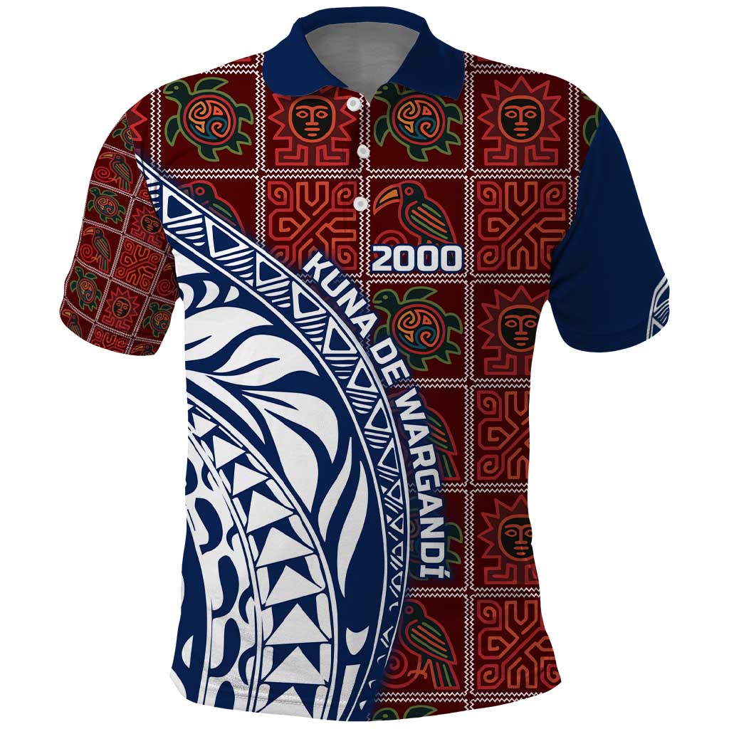Indigenous Regions of Panama Guna de Wargandí Polo Shirt with Tribal Pattern and Blue White Nature and People - Wonder Print Shop