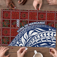 Indigenous Regions of Panama Guna de Wargandí Puzzle with Tribal Pattern and Blue White Nature and People - Wonder Print Shop