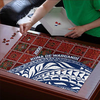 Indigenous Regions of Panama Guna de Wargandí Puzzle with Tribal Pattern and Blue White Nature and People - Wonder Print Shop