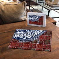 Indigenous Regions of Panama Guna de Wargandí Puzzle with Tribal Pattern and Blue White Nature and People - Wonder Print Shop