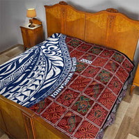 Indigenous Regions of Panama Guna de Wargandí Quilt with Tribal Pattern and Blue White Nature and People - Wonder Print Shop