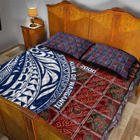 Indigenous Regions of Panama Guna de Wargandí Quilt Bed Set with Tribal Pattern and Blue White Nature and People - Wonder Print Shop