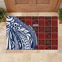 Indigenous Regions of Panama Guna de Wargandí Rubber Doormat with Tribal Pattern and Blue White Nature and People - Wonder Print Shop