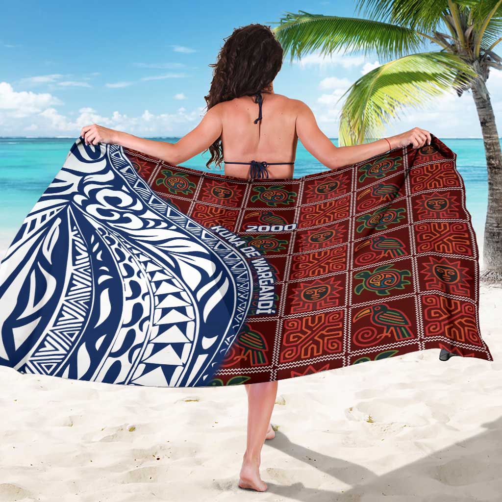 Indigenous Regions of Panama Guna de Wargandí Sarong with Tribal Pattern and Blue White Nature and People - Wonder Print Shop