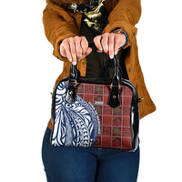 Indigenous Regions of Panama Guna de Wargandí Shoulder Handbag with Tribal Pattern and Blue White Nature and People - Wonder Print Shop