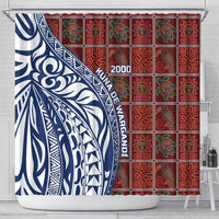 Indigenous Regions of Panama Guna de Wargandí Shower Curtain with Tribal Pattern and Blue White Nature and People - Wonder Print Shop