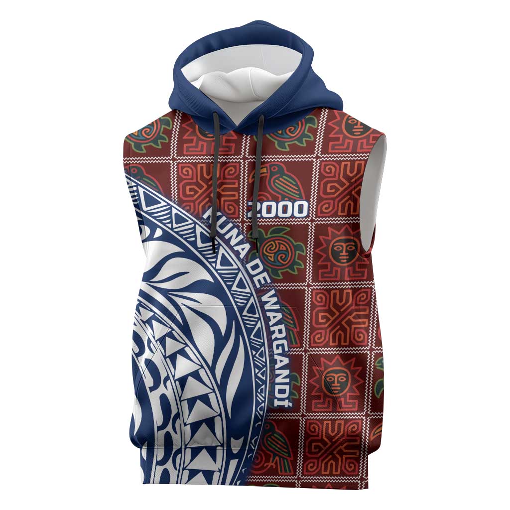 Indigenous Regions of Panama Guna de Wargandí Sleeveless Hoodie with Tribal Pattern and Blue White Nature and People - Wonder Print Shop