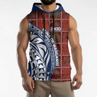 Indigenous Regions of Panama Guna de Wargandí Sleeveless Hoodie with Tribal Pattern and Blue White Nature and People - Wonder Print Shop