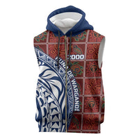 Indigenous Regions of Panama Guna de Wargandí Sleeveless Zip Hoodie with Tribal Pattern and Blue White Nature and People - Wonder Print Shop