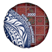 Indigenous Regions of Panama Guna de Wargandí Spare Tire Cover with Tribal Pattern and Blue White Nature and People - Wonder Print Shop