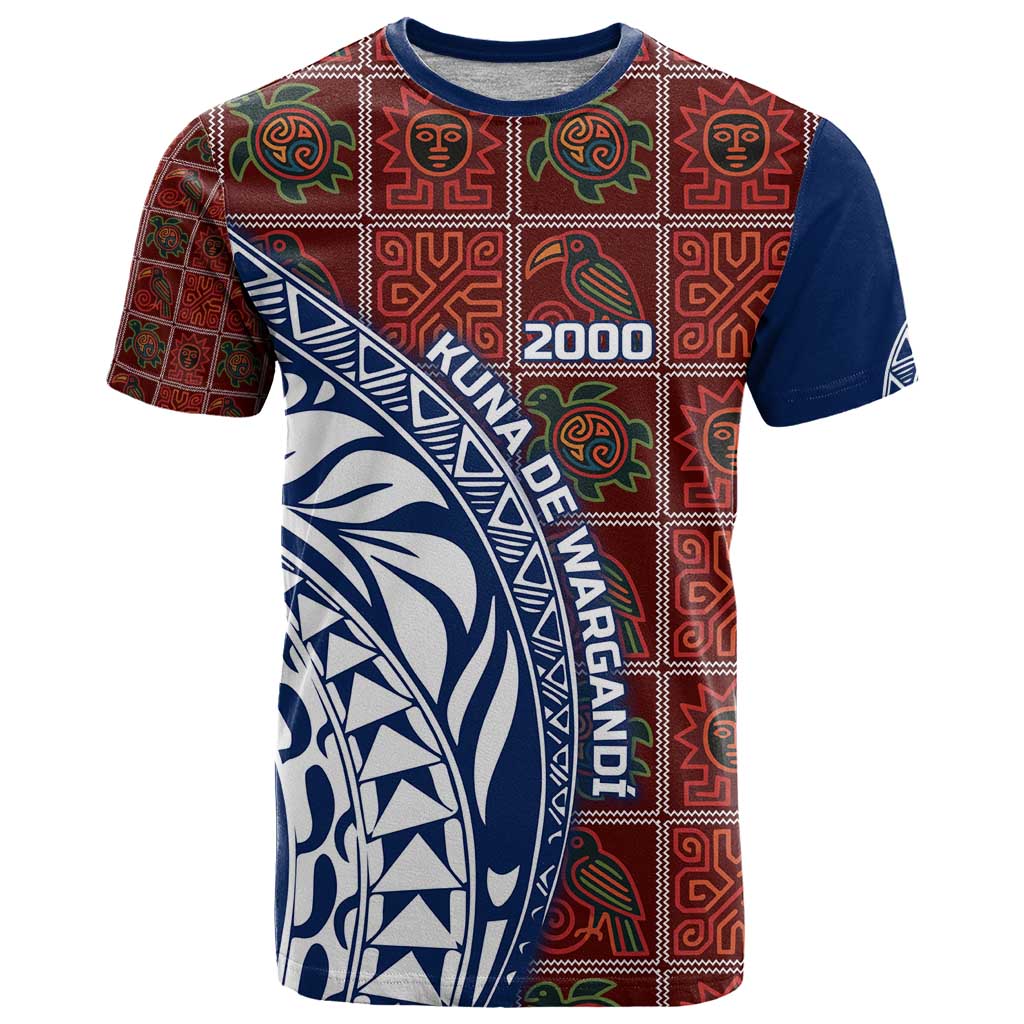 Indigenous Regions of Panama Guna de Wargandí T Shirt with Tribal Pattern and Blue White Nature and People - Wonder Print Shop
