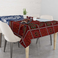 Indigenous Regions of Panama Guna de Wargandí Tablecloth with Tribal Pattern and Blue White Nature and People - Wonder Print Shop