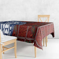 Indigenous Regions of Panama Guna de Wargandí Tablecloth with Tribal Pattern and Blue White Nature and People - Wonder Print Shop