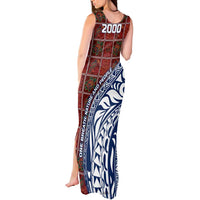 Indigenous Regions of Panama Guna de Wargandí Tank Maxi Dress with Tribal Pattern and Blue White Nature and People - Wonder Print Shop
