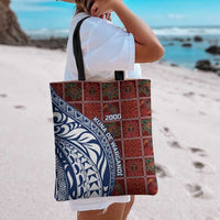 Indigenous Regions of Panama Guna de Wargandí Tote Bag with Tribal Pattern and Blue White Nature and People - Wonder Print Shop