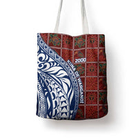 Indigenous Regions of Panama Guna de Wargandí Tote Bag with Tribal Pattern and Blue White Nature and People - Wonder Print Shop