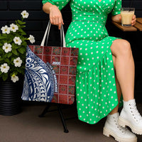 Indigenous Regions of Panama Guna de Wargandí Tote Bag with Tribal Pattern and Blue White Nature and People - Wonder Print Shop