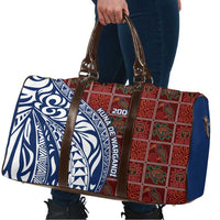 Indigenous Regions of Panama Guna de Wargandí Travel Bag with Tribal Pattern and Blue White Nature and People - Wonder Print Shop