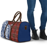Indigenous Regions of Panama Guna de Wargandí Travel Bag with Tribal Pattern and Blue White Nature and People - Wonder Print Shop