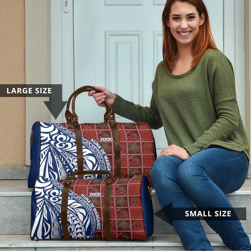 Indigenous Regions of Panama Guna de Wargandí Travel Bag with Tribal Pattern and Blue White Nature and People - Wonder Print Shop