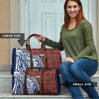 Indigenous Regions of Panama Guna de Wargandí Travel Bag with Tribal Pattern and Blue White Nature and People - Wonder Print Shop