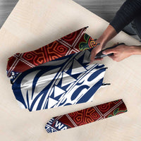 Indigenous Regions of Panama Guna de Wargandí Umbrella with Tribal Pattern and Blue White Nature and People - Wonder Print Shop