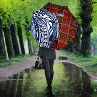 Indigenous Regions of Panama Guna de Wargandí Umbrella with Tribal Pattern and Blue White Nature and People - Wonder Print Shop