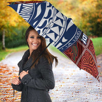 Indigenous Regions of Panama Guna de Wargandí Umbrella with Tribal Pattern and Blue White Nature and People - Wonder Print Shop