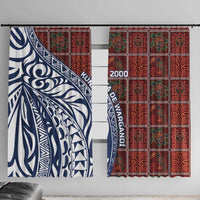 Indigenous Regions of Panama Guna de Wargandí Window Curtain with Tribal Pattern and Blue White Nature and People - Wonder Print Shop
