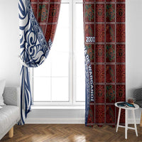 Indigenous Regions of Panama Guna de Wargandí Window Curtain with Tribal Pattern and Blue White Nature and People - Wonder Print Shop