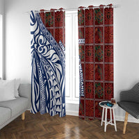 Indigenous Regions of Panama Guna de Wargandí Window Curtain with Tribal Pattern and Blue White Nature and People - Wonder Print Shop