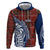 Indigenous Regions of Panama Guna de Wargandí Zip Hoodie with Tribal Pattern and Blue White Nature and People - Wonder Print Shop