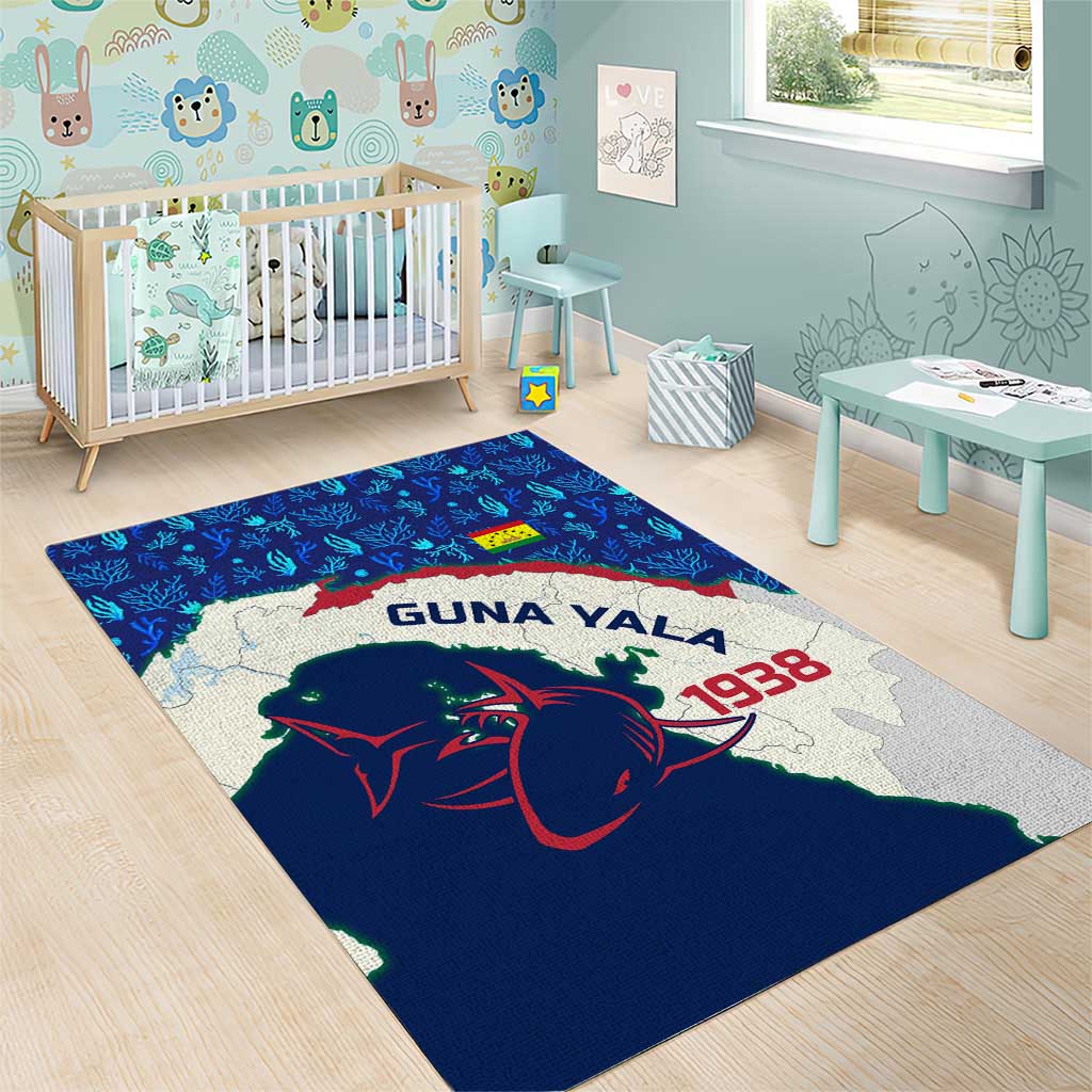 Indigenous Regions of Panama Guna Yala Area Rug with Regional Map Lobster Graphic and Coral Pattern 1938 - Wonder Print Shop