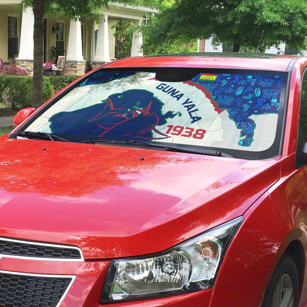 Indigenous Regions of Panama Guna Yala Auto Sun Shade with Regional Map Lobster Graphic and Coral Pattern 1938 - Wonder Print Shop