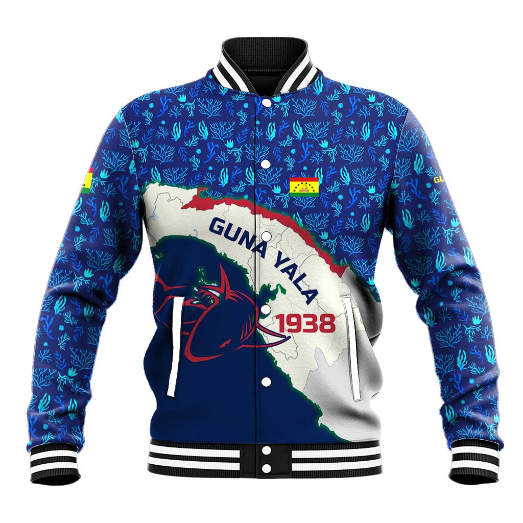 Indigenous Regions of Panama Guna Yala Baseball Jacket with Regional Map Lobster Graphic and Coral Pattern 1938 - Wonder Print Shop