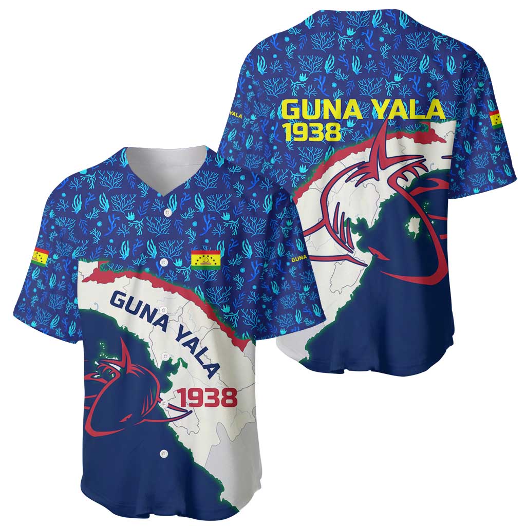 Indigenous Regions of Panama Guna Yala Baseball Jersey with Regional Map Lobster Graphic and Coral Pattern 1938 - Wonder Print Shop