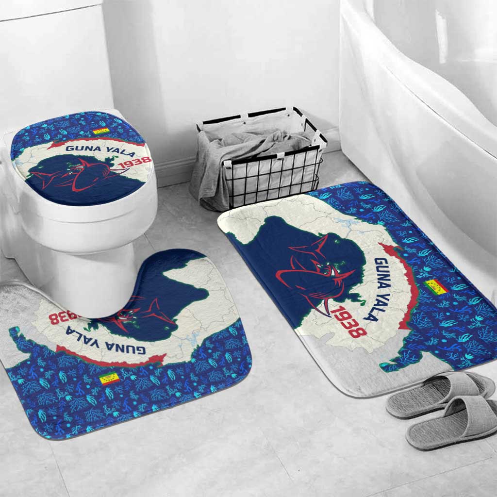 Indigenous Regions of Panama Guna Yala Bathroom Set with Regional Map Lobster Graphic and Coral Pattern 1938 - Wonder Print Shop